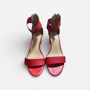 WHITE MT. Red Open Toe Heels